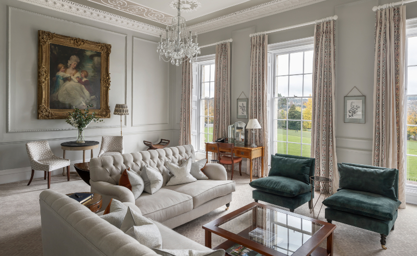 Drawing room in the Sir Percy Blakeney Suite at The Royal Crescent Hotel